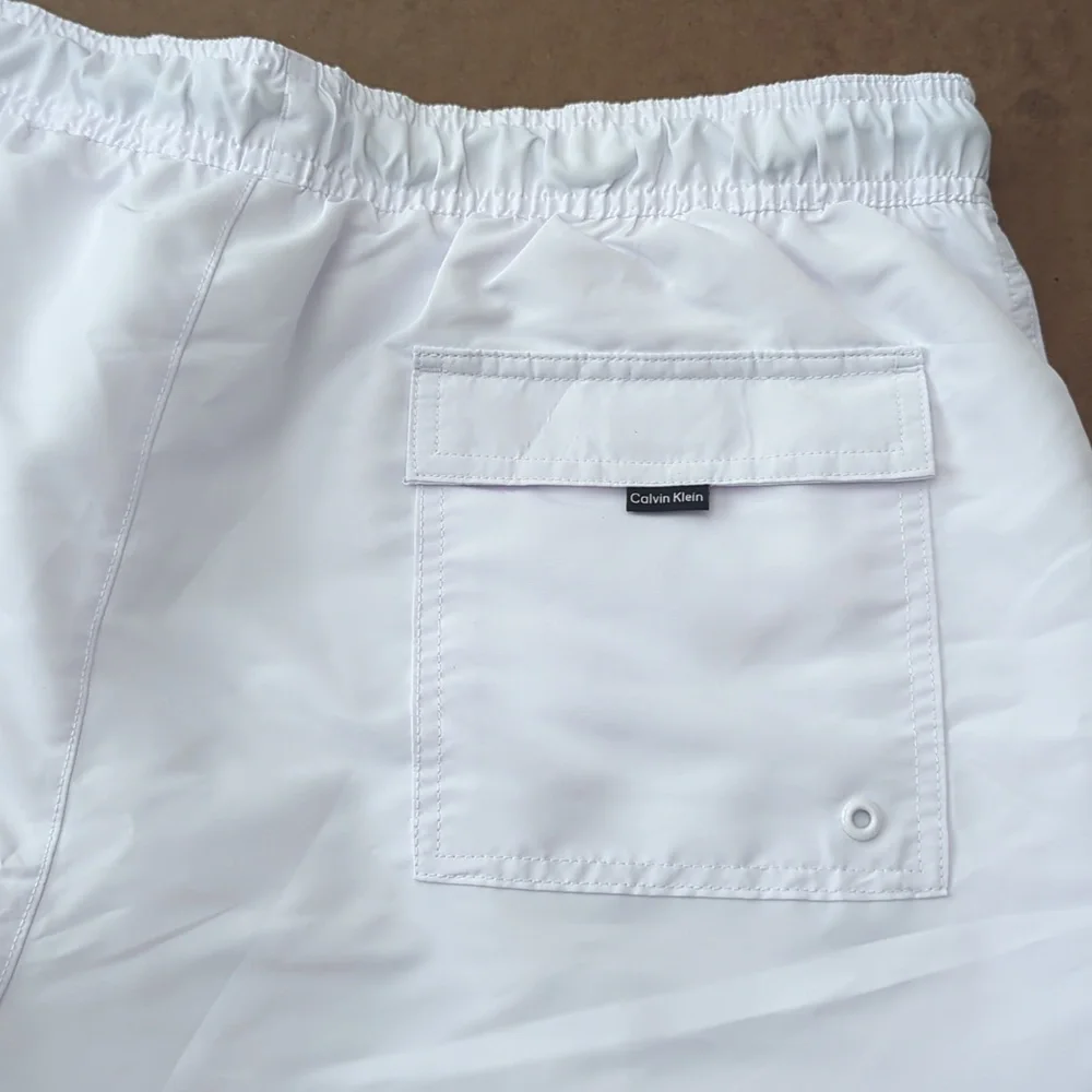 Calvin Klein Swim Intense Swim Trunks White With Black Logo Size XL NWT